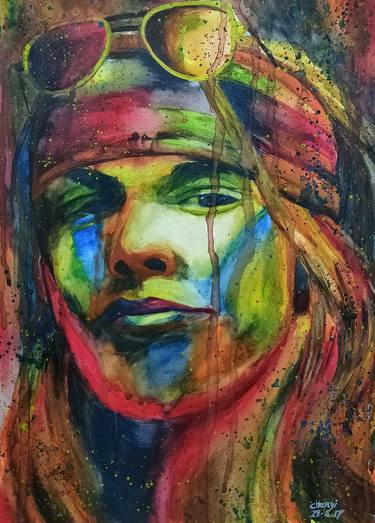 Axl Rose Guns n Roses Portrait by Watercolor thumb