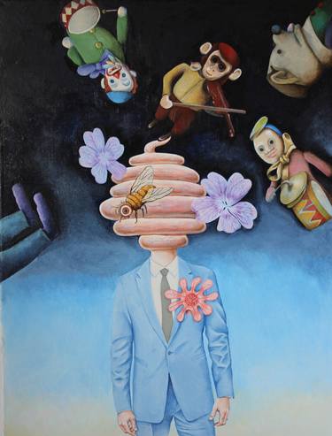 Original Conceptual Humor Paintings by Keith Pointing