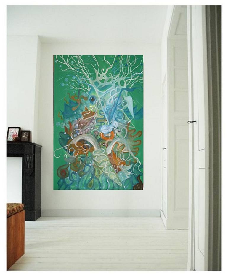 Original Modernism Abstract Painting by Helen Polishuk
