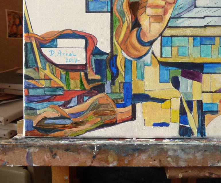 Original Abstract Geometric Painting by Danielle Arnal