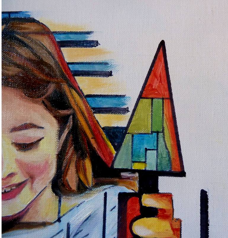 Original Abstract Geometric Painting by Danielle Arnal