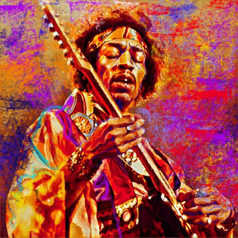 Jimi Hendrix STRATOCASTER BLUES Painting by barry boobis | Saatchi Art