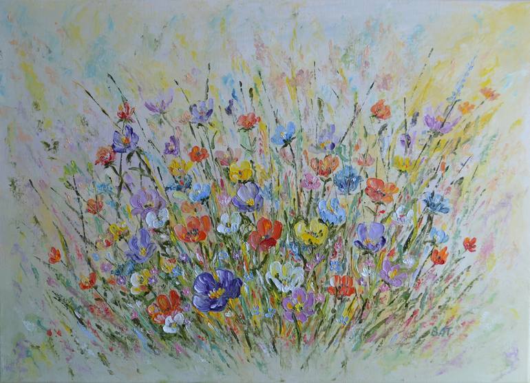 Original Abstract Floral Painting by Vladimir Tishchenko