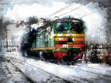 Original Figurative Train Digital by Javier Diaz