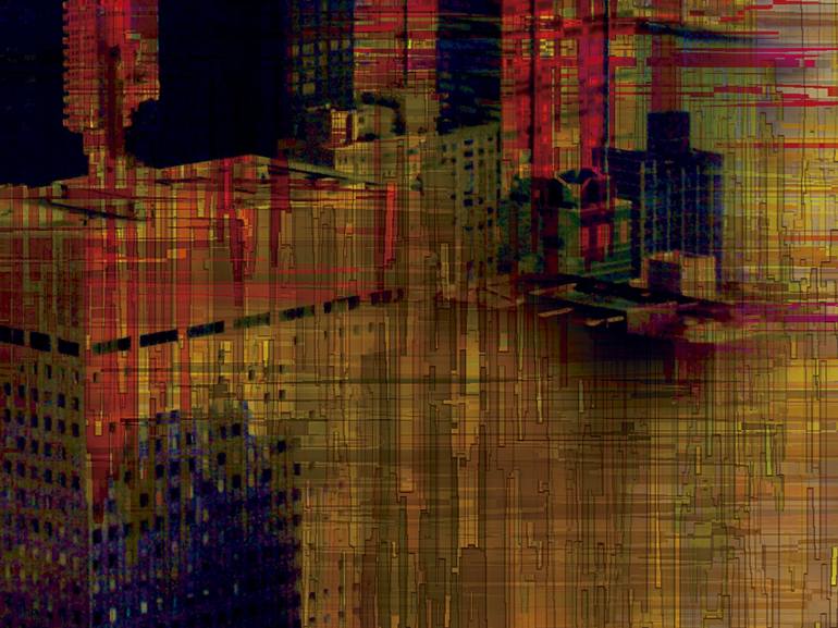 Original Abstract Expressionism Cities Digital by Javier Diaz
