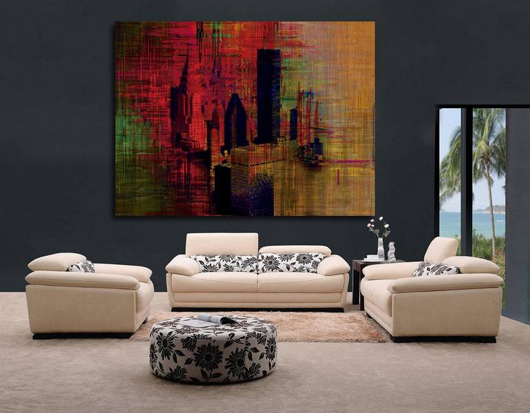 Original Abstract Expressionism Cities Digital by Javier Diaz