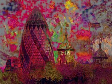 Psicodelia, London tower and Gherkin/XL large original artwork thumb