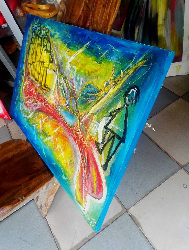 Original Abstract Family Collage by Guèdègo Raymond Fandegla