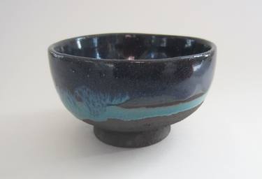 Blue Black Raku Bowl thumb
