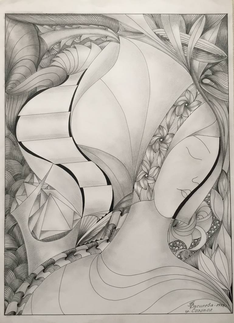 Original Abstract Love Drawing by Nadia Vasileva