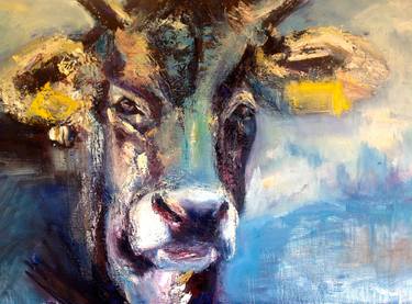 Saatchi Art Artist Tosca Van der Griend; Paintings, “Dutch Cow in blue” #art