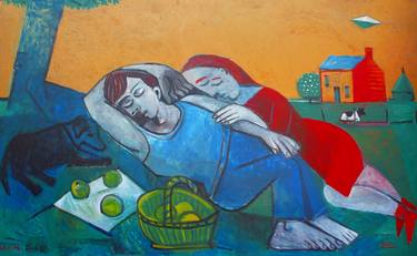 "La sieste" - Nap - Painting by Raymond Debiève thumb