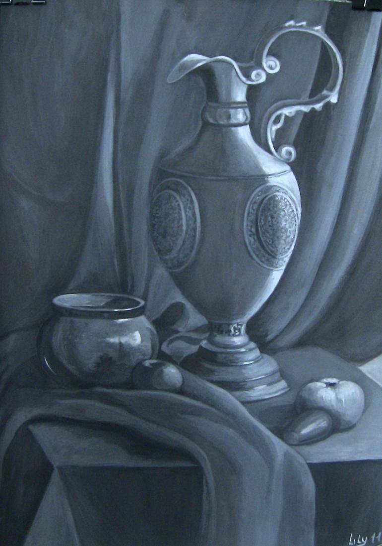 monochrome still life Painting by Lily Panch | Saatchi Art