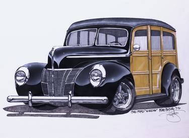 Print of Fine Art Automobile Drawings by Mike McNally