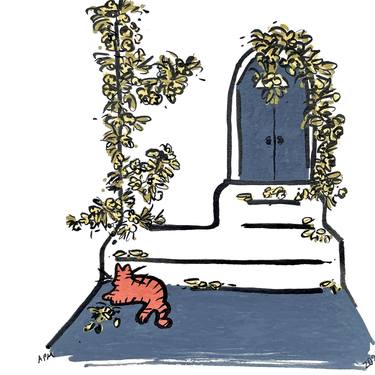 Original Illustration Cats Drawings by Angela Monahan
