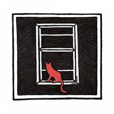 Original Illustration Cats Drawing by Angela Monahan