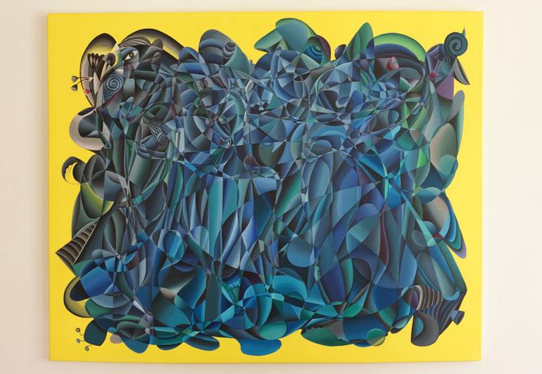 Original Cubism Abstract Painting by Muge F Demir