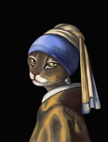 Bengal cat with pearl earring thumb