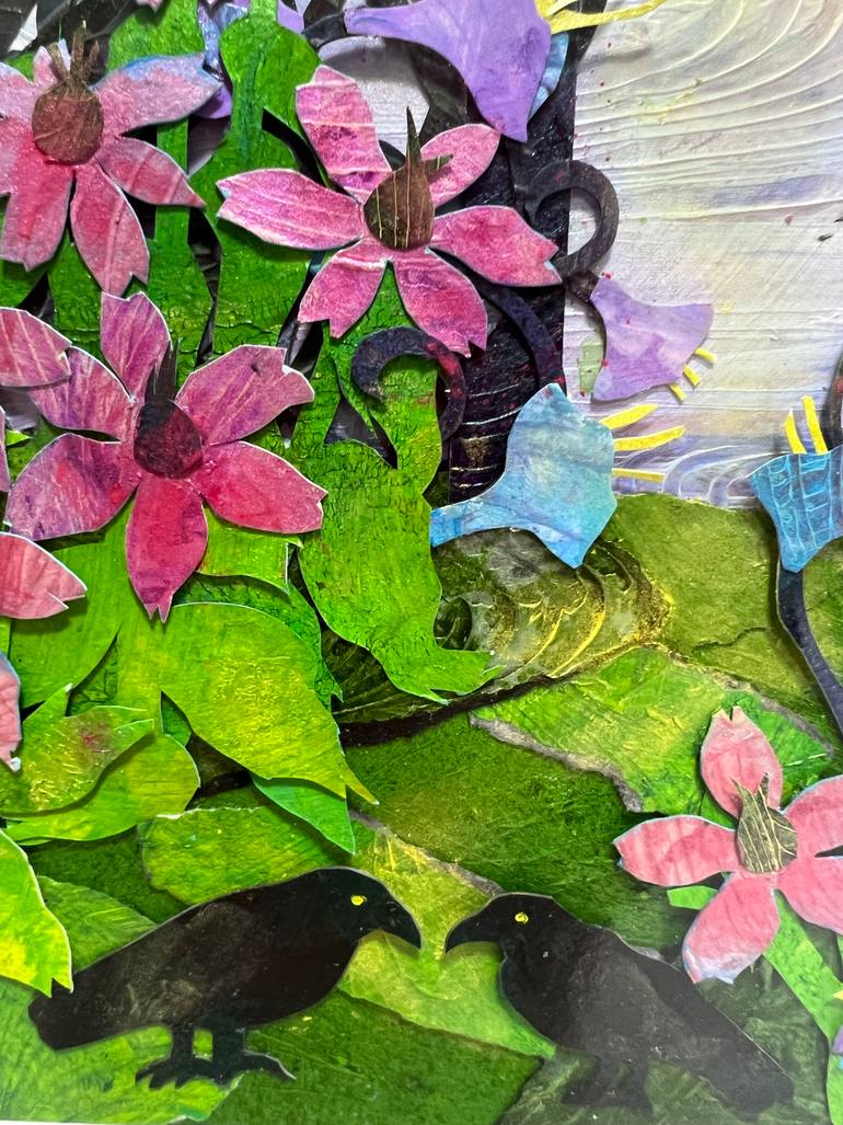 Original Folk Garden Collage by Gina Signore