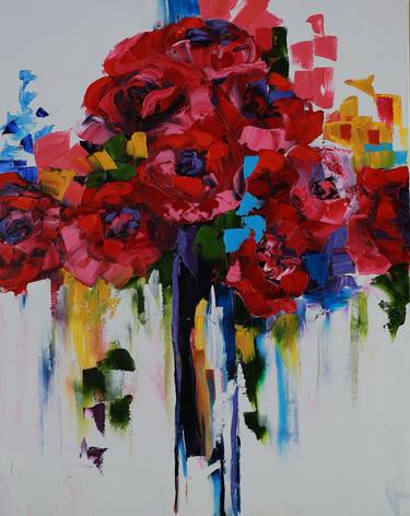 Print of Abstract Expressionism Floral Paintings by Glenda Savard