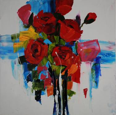 Print of Abstract Expressionism Floral Paintings by Glenda Savard