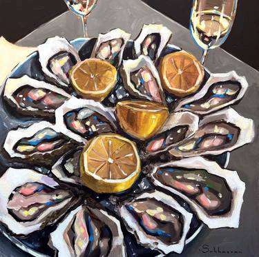 Still Life with Oysters, Wine and Lemons thumb