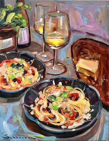 Still Life with Spaghetti and White Wine thumb