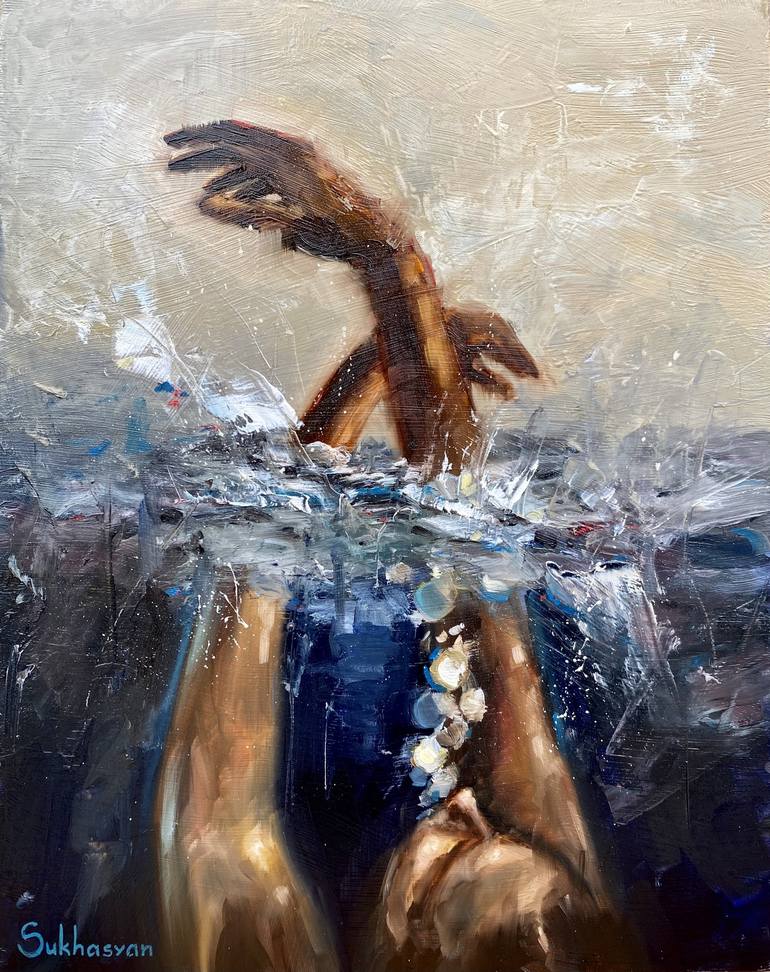 Under the Water. Original oil painting on wood panel 11x14 inches