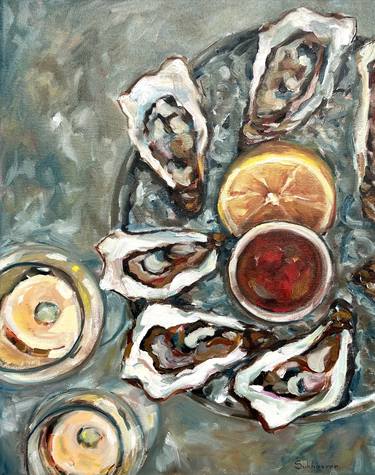 Still life with Wine, Oysters and Lemons thumb