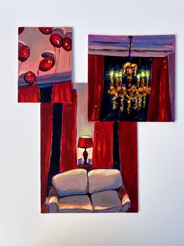 Red Interior with Balloons and Chandelier thumb