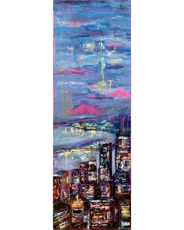 Las Vegas Cityscape at Night. In-N-Out Burger Acrylic painting by Victoria  Sukhasyan