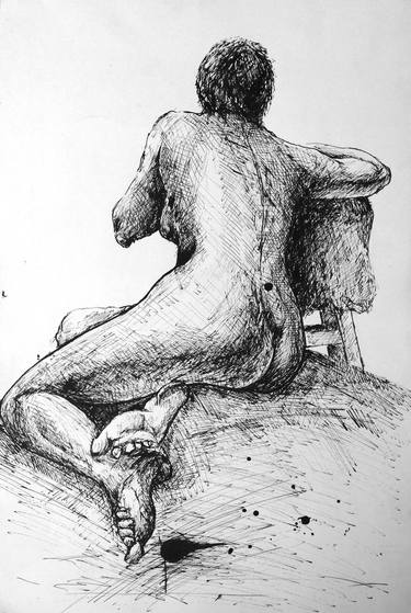 Original Abstract Expressionism Nude Drawings by Srecko Radivojcevic