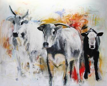 Print of Cows Paintings by Sharon Westbrook