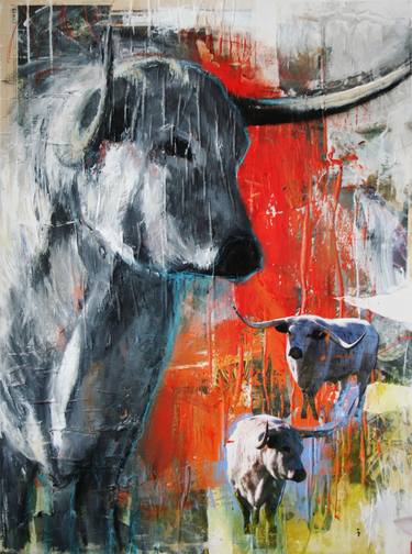 Print of Abstract Expressionism Cows Paintings by Sharon Westbrook