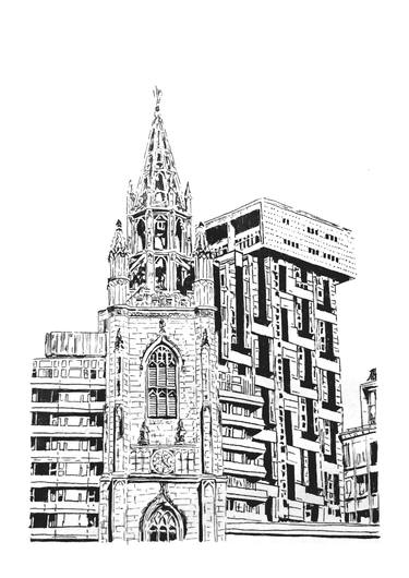 Original Illustration Architecture Drawings by Alex Baciu