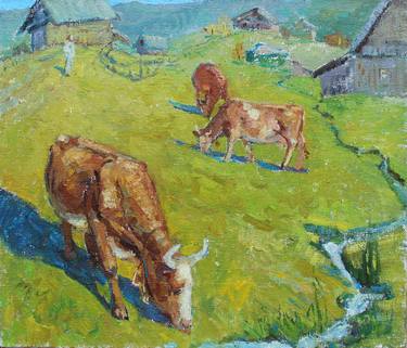 Print of Cows Paintings by Vitaliy Vorona