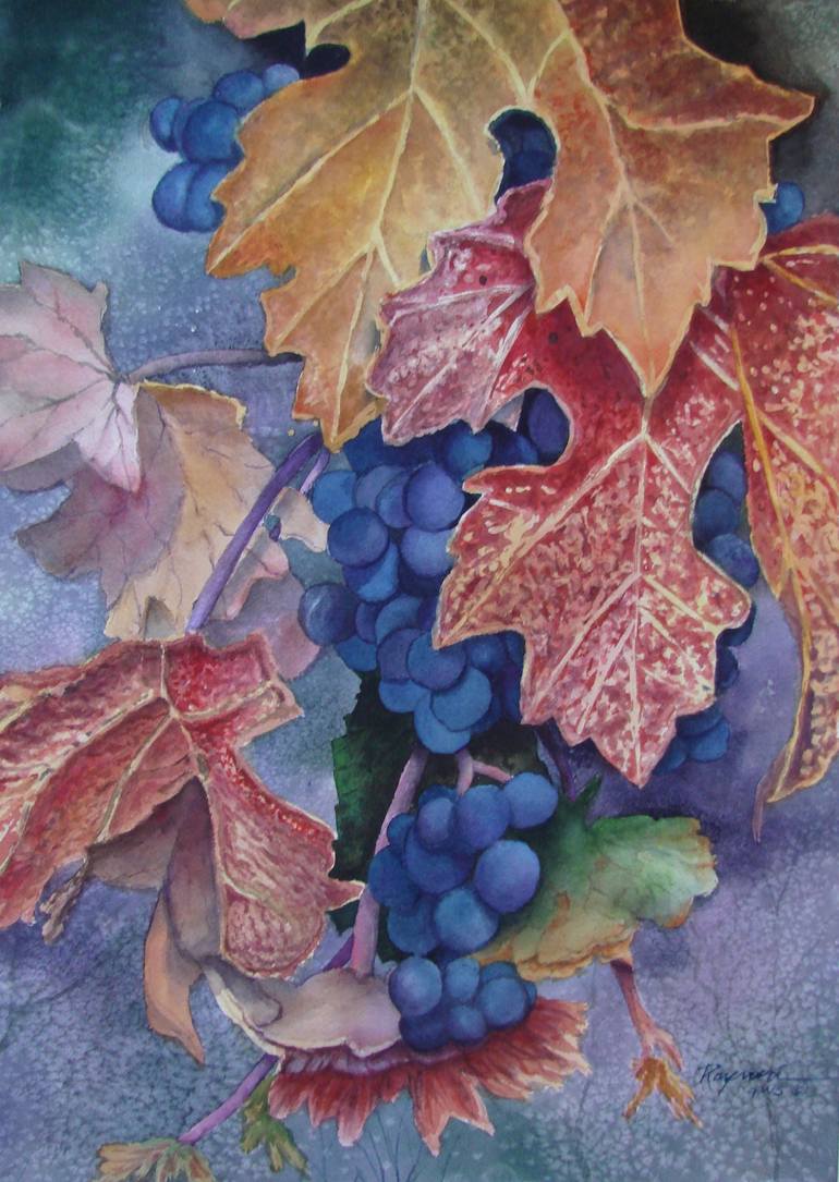 Painting of grapes, grapes on the vine, wine hot art, wine grapes,