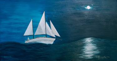 Original Sailboat Painting by Agustin Pelaia