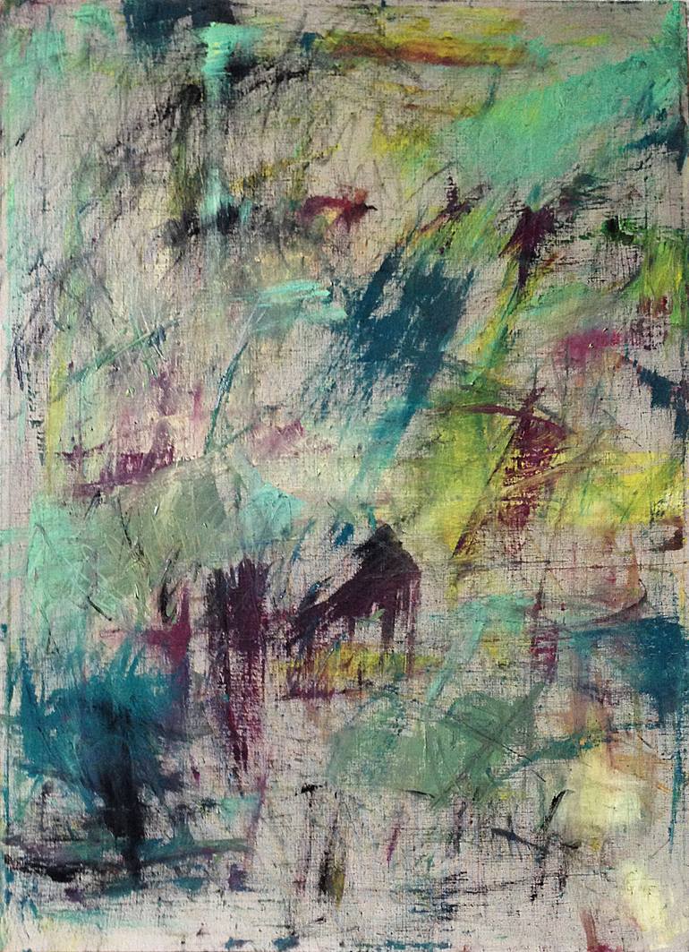 Dawn or abstraction inspired by cave drawings. Original Painting by irina kara
