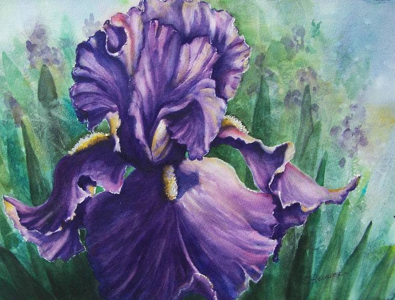Purple Iris Painting by Conni Reinecke | Saatchi Art