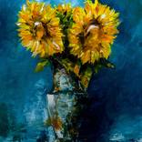 Still life with sunflowers in vase. by Marinko Saric