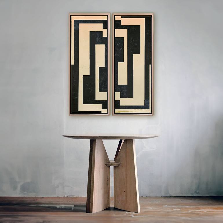 Original Abstract Geometric Painting by Dusa Jesih