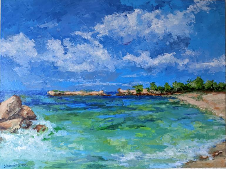 Original Abstract Seascape Painting by Kateryna Shuvalova