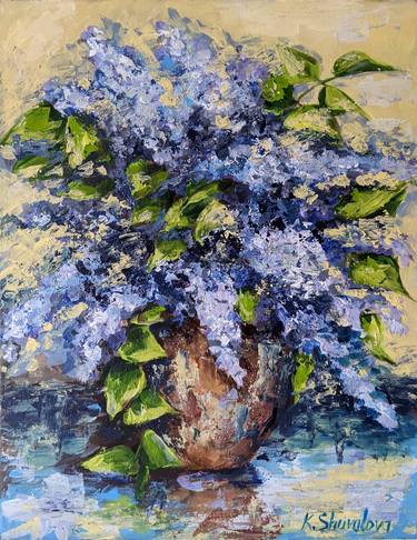 Painting on canvas, flowers "Scent of lilacs." thumb