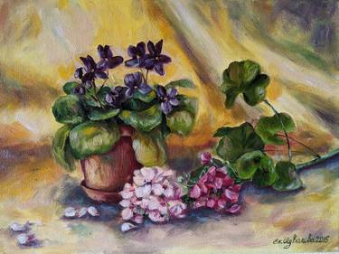 still life, geranium, centopoly, violet "Flowers." thumb