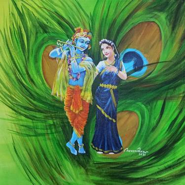 Original Romanticism Religion Painting by Herendra Swarup