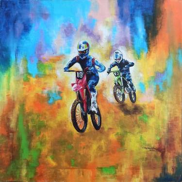 Original Abstract Expressionism Sports Painting by Herendra Swarup