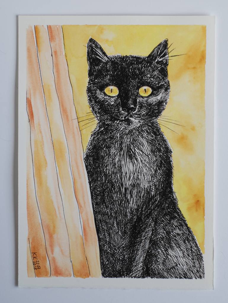 Black Cat Painting By Katerina Kirilova Saatchi Art