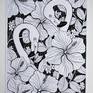Flamingo garden ink illustration drawn on Bristol paper. Overall size of the illustration is A4(21cmX29.7cm).
