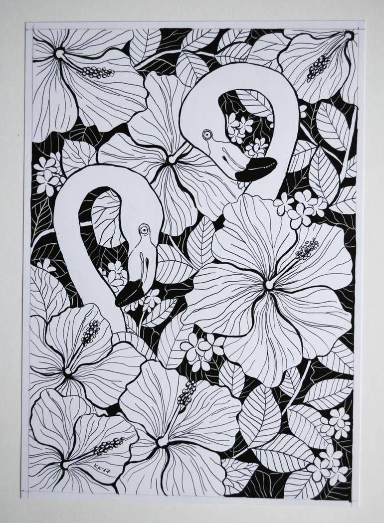 Original Art Deco Animal Drawing by Katerina Kirilova